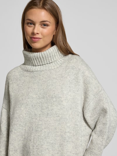 Apricot Oversized Strickkleid mit gerippten Abschlüssen Silber 3