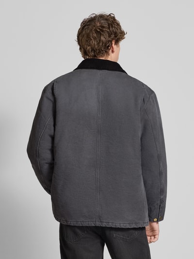 Carhartt Work In Progress Regular fit jack met platte kraag, model 'Chore' Antraciet - 5