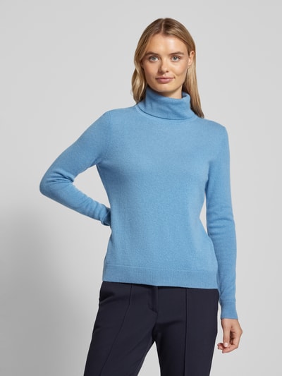 Christian Berg Woman Rollkragenpullover mit gerippten Abschlüssen Rauchblau 4