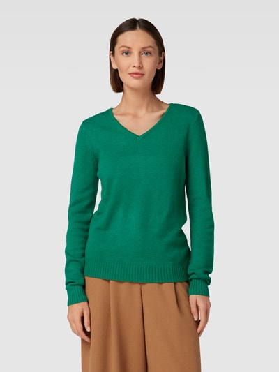 Vila Gebreide pullover met ribboorden, model 'VIRIL' Grasgroen - 4