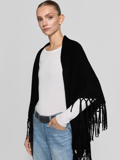 Weekend Max Mara Poncho van zuivere scheerwol met franjes model 'TORNADO' Zwart - 3