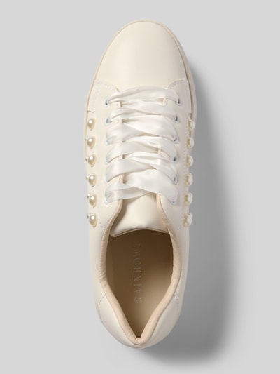 Produktfoto, Sneaker mit Perlen Modell 'Aphaea Pearl' van Rainbow Club, dames sneaker, afgerond model, vetersluiting, structuurzool, hakhoogte maat 39: 4 cm, schachthoogte maat 39: 6 cm, schachtbreedte maat 39: 6 cm, pareldecoratie, witte kleur, gladde textuur