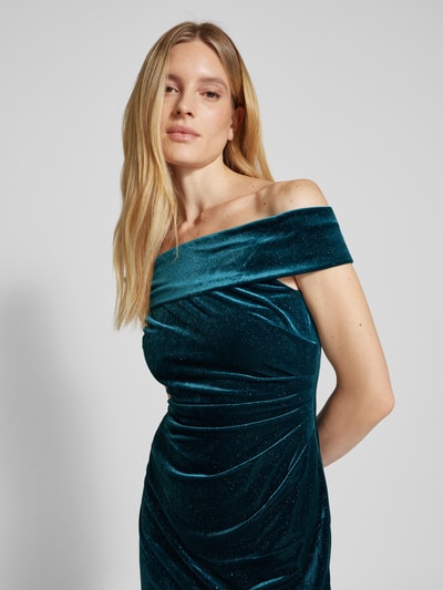 Christian Berg Cocktail Off-Shoulder-Kleid mit seitlicher Raffung Dunkelgruen Melange 3