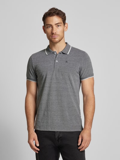 Casual Friday Slim Fit Poloshirt mit Logo-Stitching Modell 'TRISTAN' Anthrazit Melange 4