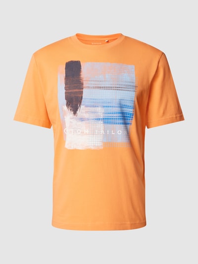 Tom Tailor T-shirt met motief- en labelprint Oranje - 2