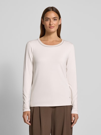 monari Longsleeve mit geripptem Rundhalsausschnitt Ecru 4