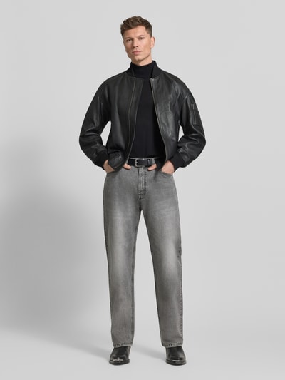 BOSS Orange Regular fit leren jack in collegestijl, model 'JAKRI' Zwart - 1