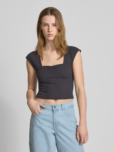 Noisy May T-Shirt mit Square-Neck-Ausschnitt Modell 'SELENA' Anthrazit 4