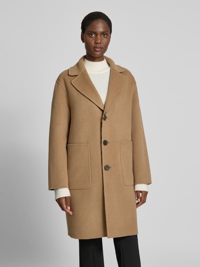 Marc Cain Relaxed Fit Wollmantel mit Allover-Animal-Print Camel 6