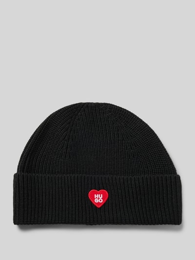 HUGO Czapka beanie z mieszanki żywej wełny Model „SENTIALY_HAT” Czarny 1