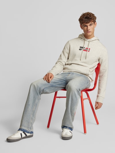 Jack & Jones Hoodie mit Label-Print Modell 'ECORP' Offwhite Melange 1