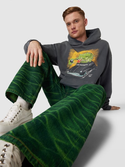 RE/DONE Oversized Hoodie mit Motiv-Print Dunkelgrau 3