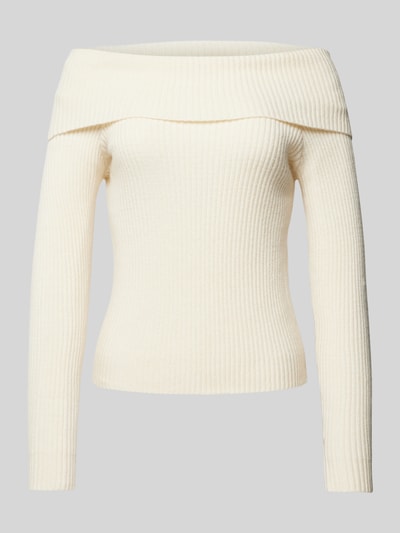 Only Slim Fit Strickpullover mit Off-Shoulder-Ärmel Modell 'KATIA' Offwhite Melange 2