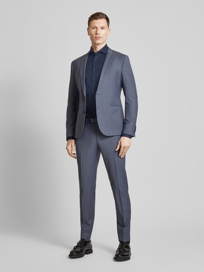 Profuomo Slim fit zakelijk overhemd met haaikraag Marineblauw - 1