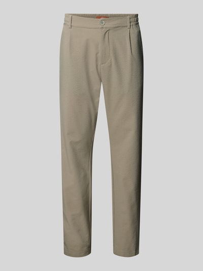 Produktfoto, Slim Fit Stoffhose mit Strukturmuster von CRUNA, elastyczna mieszanka materiałów, krój slim fit, fakturowany wzór, kieszenie z tyłu, elastyczny pas, wpuszczane kieszenie, szerokość w rozmiarze 50: 44 cm, długość wewnętrzna nogawki w rozmiarze 50: 79 cm