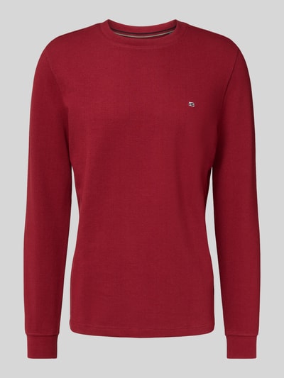 Christian Berg Men Shirt met lange mouwen, structuurmotief en ronde hals Donkerrood - 2