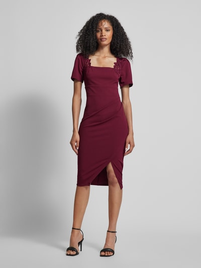 Lipsy Knielanges Cocktailkleid mit Raffungen Dunkelrot 4