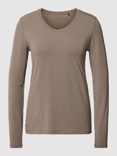 Schiesser Pyjama-Oberteil mit V-Ausschnitt Taupe 1