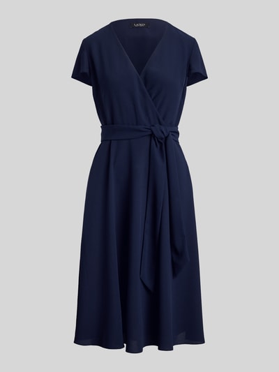Lauren Ralph Lauren Taliowana sukienka casualowa z szyfonu Granatowy 2