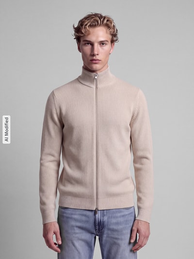 Selected Regular Fit Strickjacke aus reiner Baumwolle Modell 'DANE' Offwhite 3