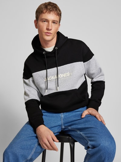 Jack & Jones Hoodie met labelprint, model 'LEGACY' Zwart - 3