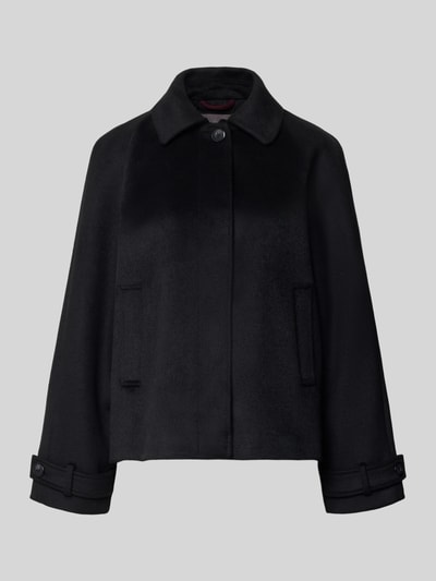 Produktfoto, Jacke mit Woll-Anteil van Christian Berg Woman Selection in zwart met platte kraag, knoopsluiting met afdekstrip, steekzakken, mouwsluitingen, recht model, materiaalmix, gladde textuur