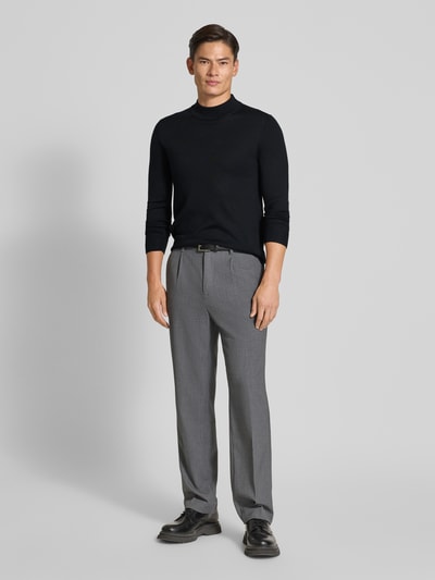 Christian Berg Men Gebreide pullover van een mix van merinowol met opstaande kraag Zwart - 1