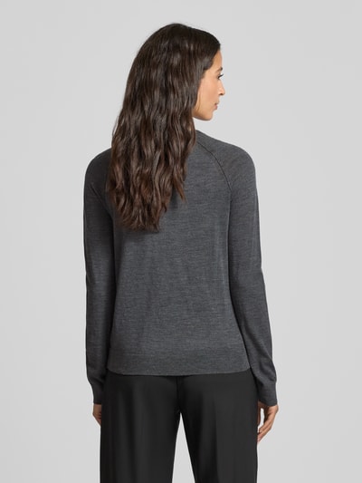 BOSS Regular Fit Strickjacke aus reiner Schurwolle Modell 'FONAMI' Dunkelgrau Melange 5