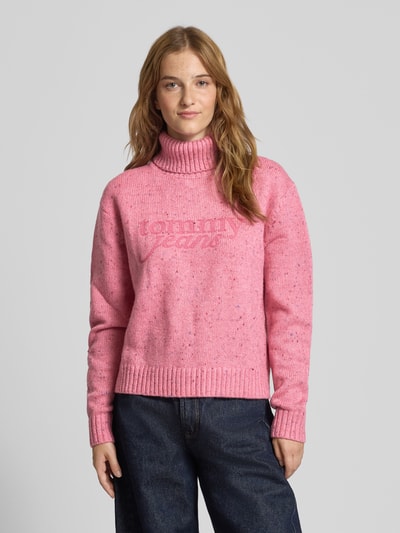 Tommy Jeans Regular Fit Rollkragenpullover mit Wollanteil Modell 'NEP' Pink 4