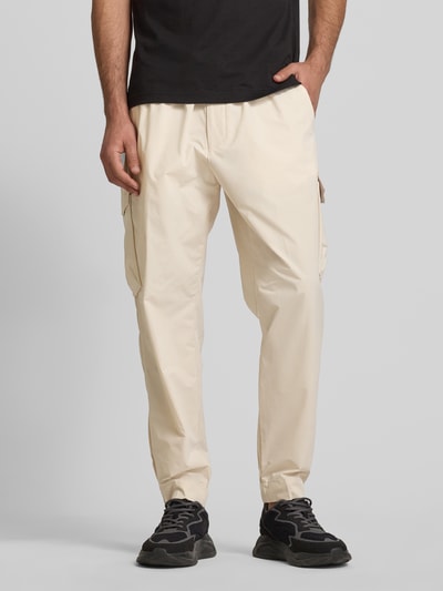 BOSS Green Tapered fit cargobroek met elastische band, model 'Urbanex' Beige - 4