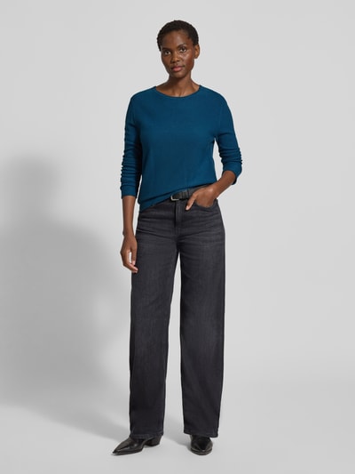 Tom Tailor Regular Fit Strickpullover aus Baumwoll-Viskose-Mix Petrol 1