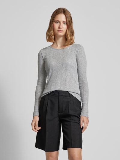 Vero Moda Slim fit shirt met lange mouwen en fijn ajourpatroon Lichtgrijs - 4