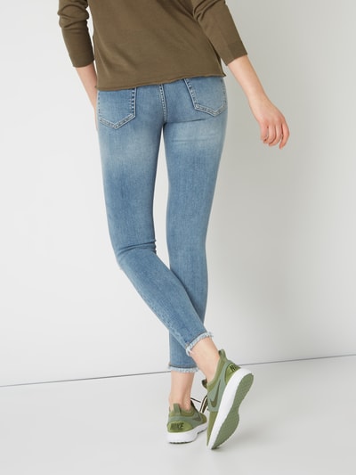 Only Skinny fit jeans in used-look Jeansblauw - 5