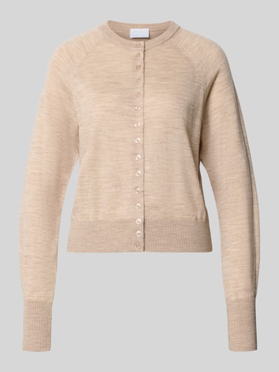 Jake*s Collection Regular Fit Strickjacke aus reiner Wolle Camel Melange 1