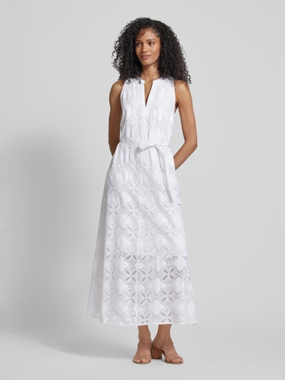 MOS MOSH Długa sukienka z wiązanym paskiem model ‘Paolina’ Biały 4