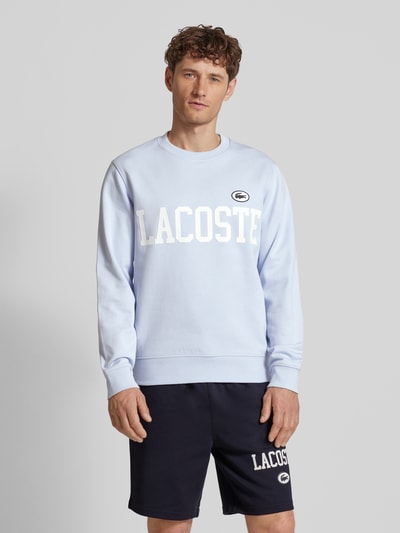 Lacoste Classic fit sweatshirt met labelprint Lichtblauw - 4