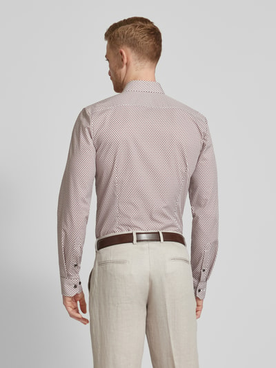 OLYMP No. Six Super slim fit zakelijk overhemd met all-over motief Zand - 5