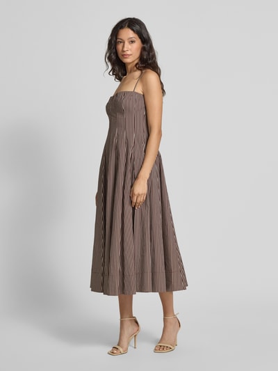 Staud Midikleid mit Spaghettiträgern Modell 'WYLIE' Dunkelbraun 1