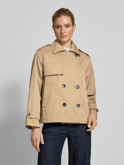 Jake*s Casual Trenchcoat met strookzakken Zand - 4