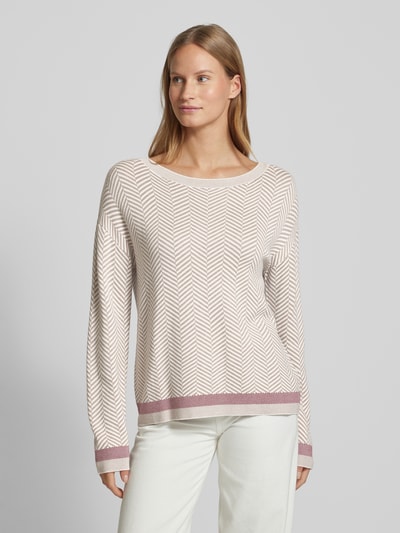 Tom Tailor Oversized gebreide pullover met boothals Taupe - 4