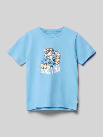 Tom Tailor T-shirt met motiefprint Turquoise - 1