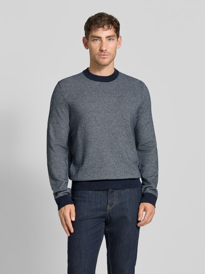 BOSS Regular Fit Strickpullover aus Baumwoll-Schurwoll-Mix Modell 'HESTRO' Marine 4