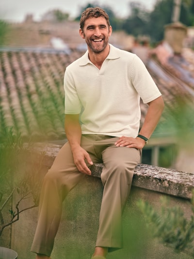 JAKE*S STUDIO MEN Poloshirt mit Strukturmuster Ecru 6