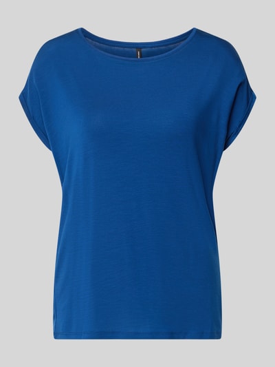 Produktfoto, blaues Damen T-Shirt aus Lyocell-Mix Modell 'AVA' von VERO MODA, glatte Oberfläche, Regular-Fit, schlichte Optik.