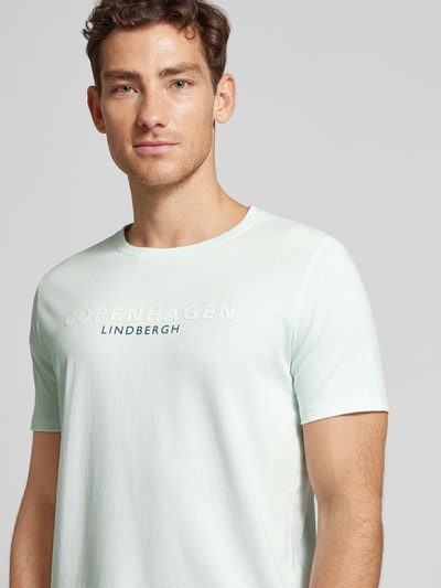 Lindbergh T-Shirt mit Label-Print Modell 'Copenhagen' Hellblau 3