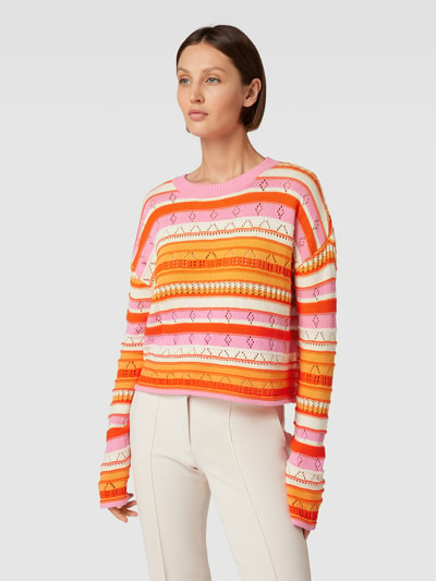 Vero Moda Gebreide pullover met streepmotief Felroze - 4