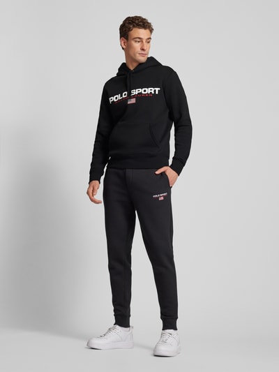 Polo Sport Hoodie met labelprint Zwart - 1