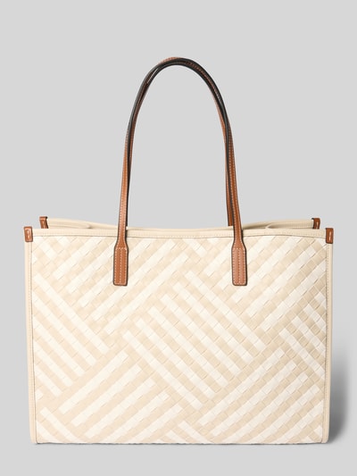 Produktfoto, Henkeltasche mit Webmuster von Tommy Hilfiger in Bi-Color Optik, Magnetverschluss, Hauptfach, Innenfach mit Reißverschluss, Logo-Applikation, Materialverarbeitung gewebt