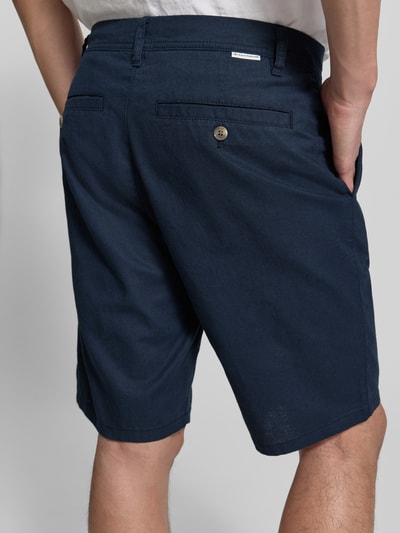 Tom Tailor Szorty z lnu w kroju regular fit z mieszanki lnu i bawełny Granatowy 3
