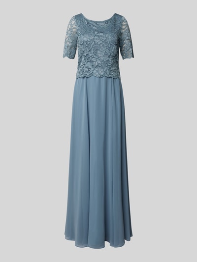 Vera Mont Abendkleid mit Spitzenbesatz Rauchblau 2